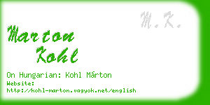 marton kohl business card