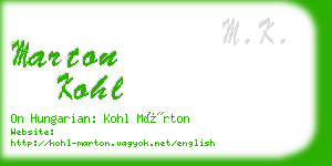 marton kohl business card